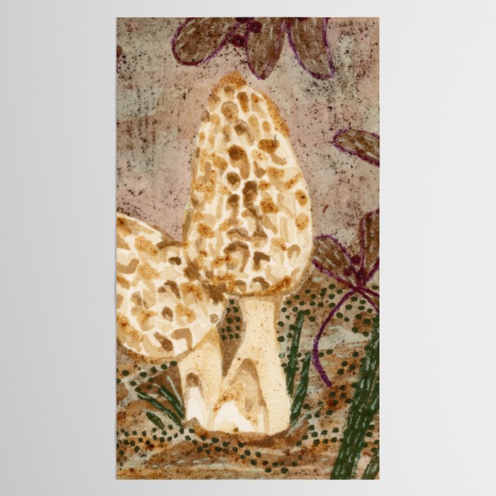 Little Morel Mushrooms in Warm Brown Tablecloth Gallery Image 2