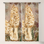 Little Morel Mushrooms in Warm Brown Window Curtain Gallery Image 5