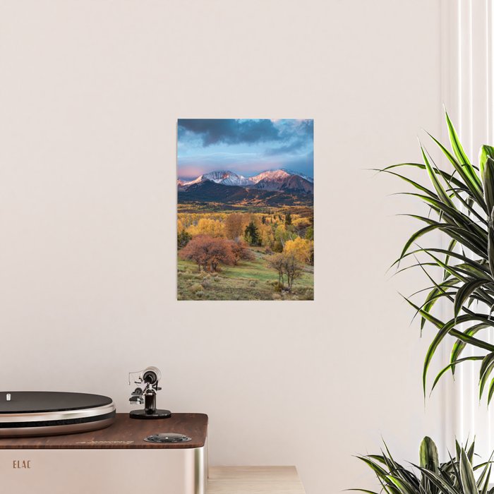 Colorado Mountain Sunrise Mt. Sopris Autumn Landscape Poster Gallery Image 2
