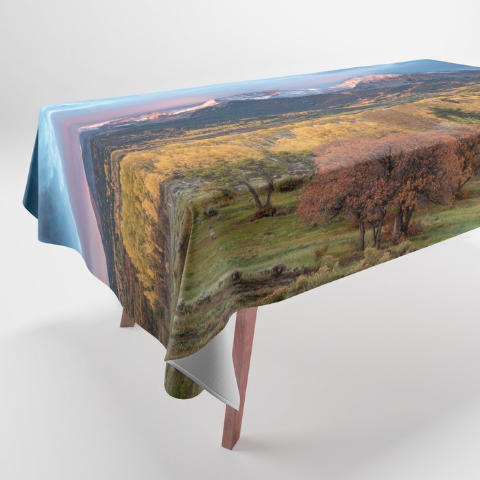 Colorado Mountain Sunrise Mt. Sopris Autumn Landscape Tablecloth Gallery Image 1