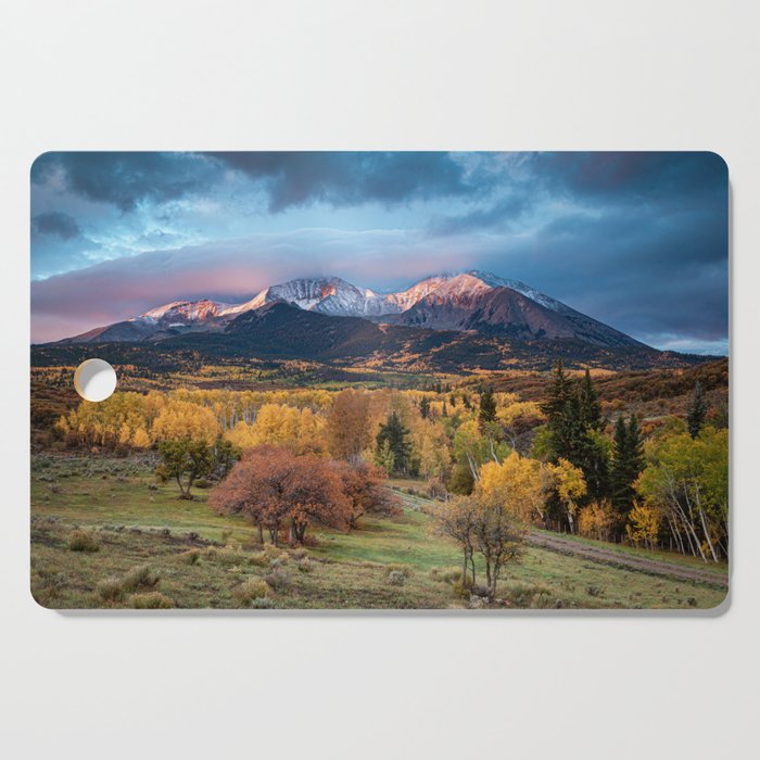 Colorado Mountain Sunrise Mt. Sopris Autumn Landscape Cutting Board Gallery Image 1