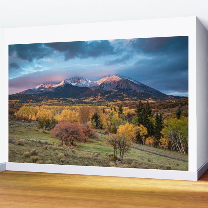 Colorado Mountain Sunrise Mt. Sopris Autumn Landscape Wall Mural Gallery Image 2