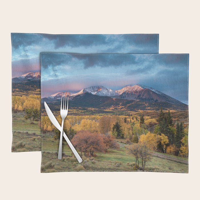 Colorado Mountain Sunrise Mt. Sopris Autumn Landscape Placemat