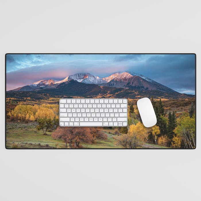 Colorado Mountain Sunrise Mt. Sopris Autumn Landscape Desk Mat Gallery Image 1