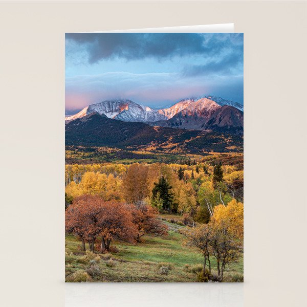 Colorado Mountain Sunrise Mt. Sopris Autumn Landscape Stationery Card Gallery Image 2