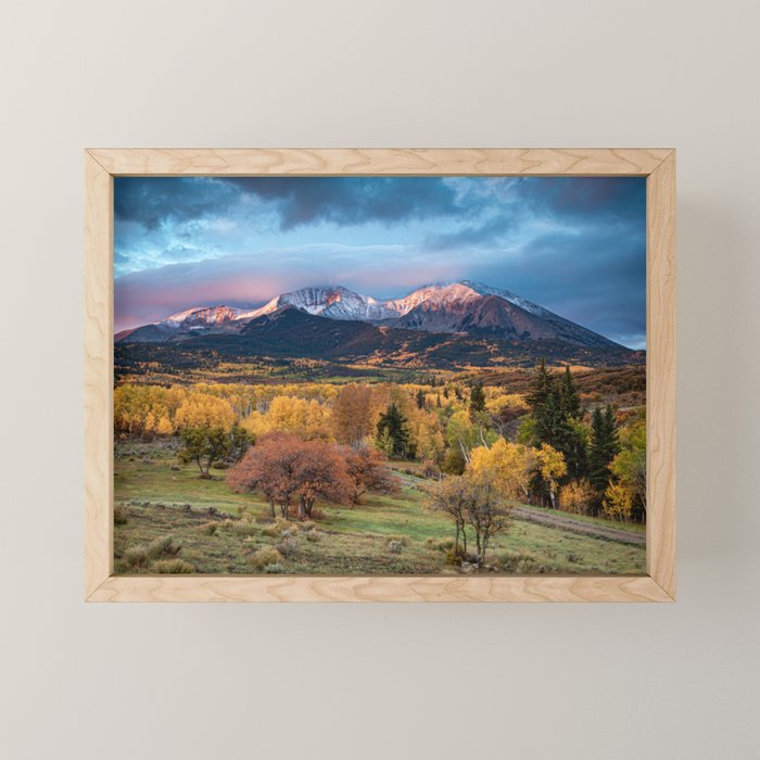 Colorado Mountain Sunrise Mt. Sopris Autumn Landscape Mini Art Print Gallery Image 1