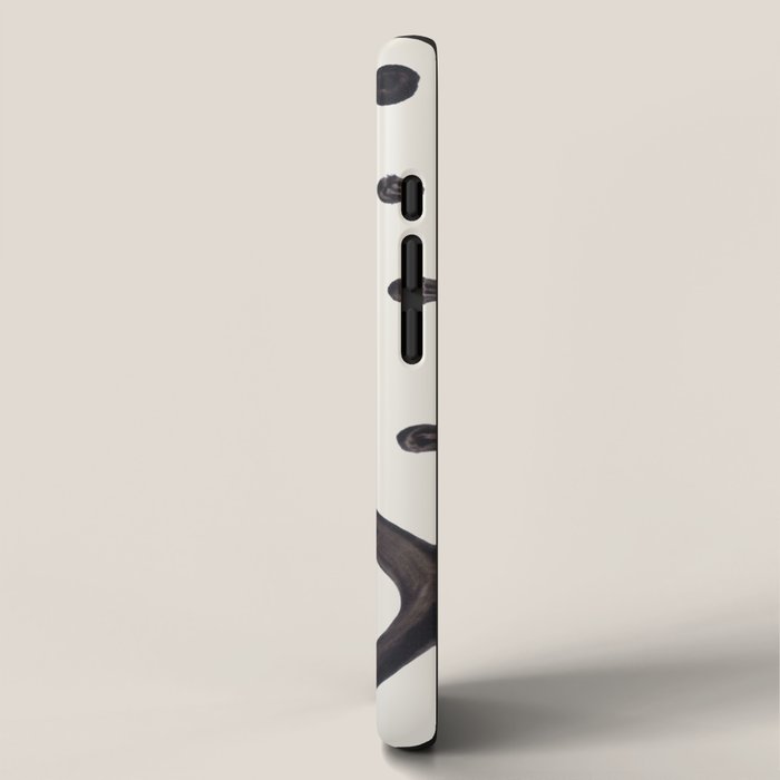 Unique Abstract Unique Mid century Modern Yellow Mustard Black Ring Dots iPhone Case Gallery Image 2