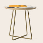 Unique Abstract Unique Mid century Modern Yellow Mustard Black Ring Dots Side Table Gallery Image 1