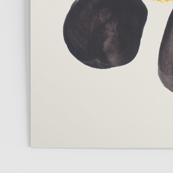 Unique Abstract Unique Mid century Modern Yellow Mustard Black Ring Dots Poster Gallery Image 3
