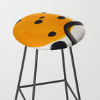 Unique Abstract Unique Mid century Modern Yellow Mustard Black Ring Dots Stool Gallery Image 2