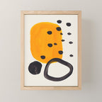 Unique Abstract Unique Mid century Modern Yellow Mustard Black Ring Dots Mini Art Print Gallery Image 1