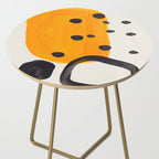 Unique Abstract Unique Mid century Modern Yellow Mustard Black Ring Dots Side Table Gallery Image 2