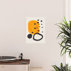 Unique Abstract Unique Mid century Modern Yellow Mustard Black Ring Dots Poster Gallery Image 2
