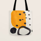 Unique Abstract Unique Mid century Modern Yellow Mustard Black Ring Dots Tote Bag Gallery Image 1