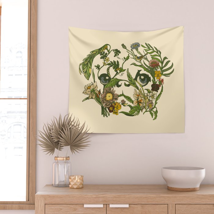 Botanical Pug Wall Tapestry Gallery Image 2