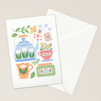 Cup of Tea Floral - Multi-color on White Stationery Card Gallery Image 2