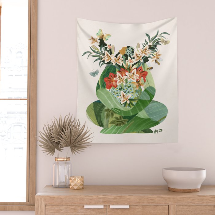Blossoming Mother Earth - colorful Wall Tapestry Gallery Image 2
