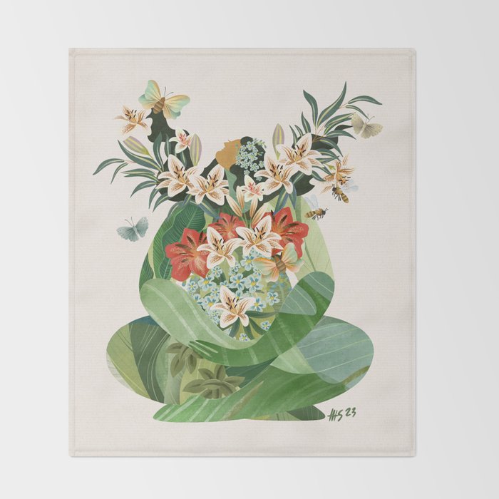 Blossoming Mother Earth - colorful Throw Blanket Gallery Image 2