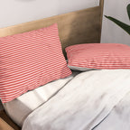 Ultra Fine Stripes Pattern in Retro Christmas Red and Pink Pillow Sham Gallery Image 2