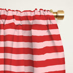 Ultra Fine Stripes Pattern in Retro Christmas Red and Pink Window Curtain Gallery Image 2