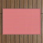 Ultra Fine Stripes Pattern in Retro Christmas Red and Pink Outdoor Rug Gallery Image 1