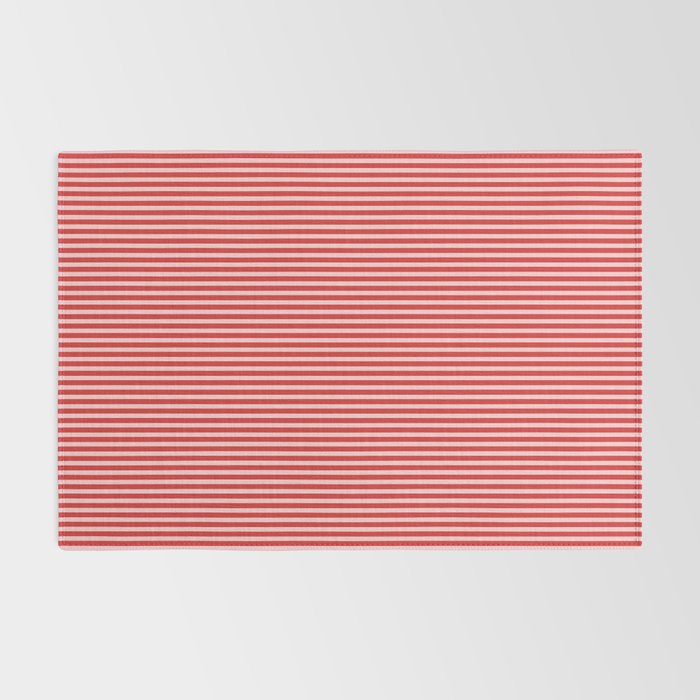 Ultra Fine Stripes Pattern in Retro Christmas Red and Pink Rug Gallery Image 2