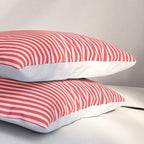 Ultra Fine Stripes Pattern in Retro Christmas Red and Pink Pillow Sham Gallery Image 3