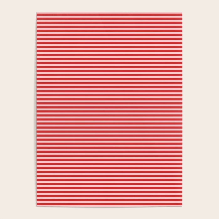 Ultra Fine Stripes Pattern in Retro Christmas Red and Pink Poster Gallery Image 4