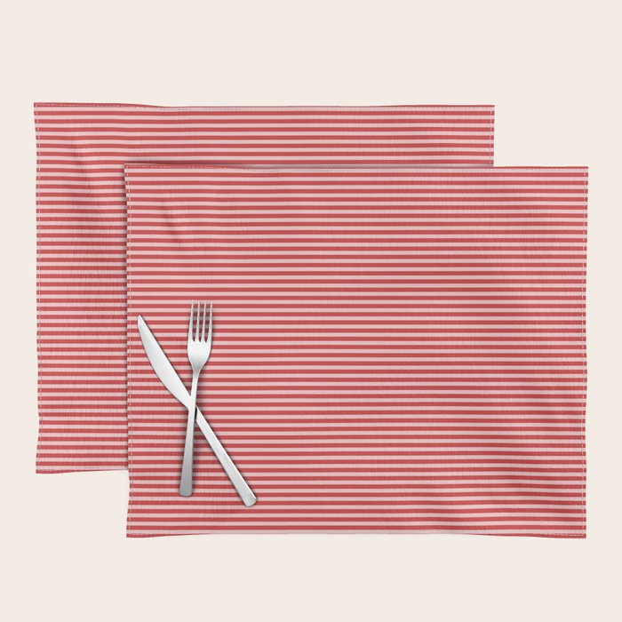 Ultra Fine Stripes Pattern in Retro Christmas Red and Pink Placemat Gallery Image 1