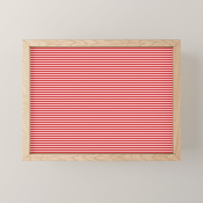 Ultra Fine Stripes Pattern in Retro Christmas Red and Pink Mini Art Print Gallery Image 1