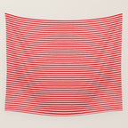Ultra Fine Stripes Pattern in Retro Christmas Red and Pink Wall Tapestry Gallery Image 4