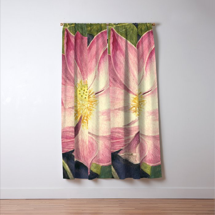 Big Lotus Watercolor Window Curtain Gallery Image 3