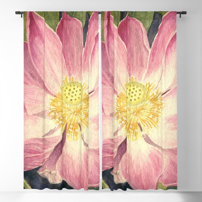 Big Lotus Watercolor Window Curtain Gallery Image 5