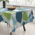 Terrazzo Mosaic Pattern, Teal Blue, Green, White Tablecloth Gallery Image 3