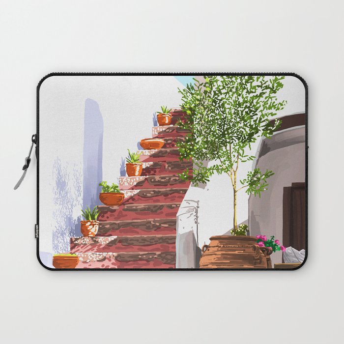 Serenity Weekend | Mindful Travel Greece Architecture | Rustic Earthy Swim Pool | Peace & Positivity Laptop Sleeve Gallery Image 1