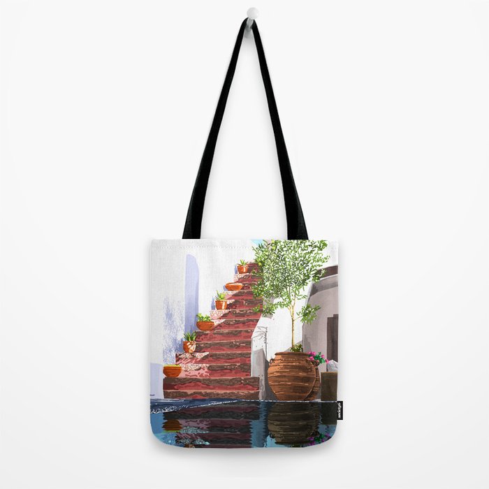 Serenity Weekend | Mindful Travel Greece Architecture | Rustic Earthy Swim Pool | Peace & Positivity Tote Bag Gallery Image 2