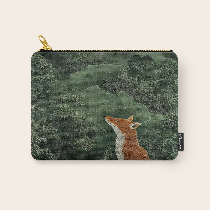 Japanese Painting Botanical Wall Art Japanese Art Green Poster Fox Art Wabi Sabi Minimalist Art  Carry All Pouch Gallery Image 1