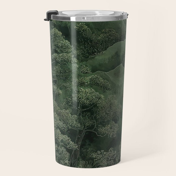 Japanese Painting Botanical Wall Art Japanese Art Green Poster Fox Art Wabi Sabi Minimalist Art  Travel Mug Gallery Image 3