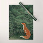 Japanese Painting Botanical Wall Art Japanese Art Green Poster Fox Art Wabi Sabi Minimalist Art  Wrapping Paper Gallery Image 1