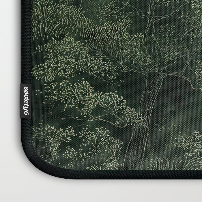 Japanese Painting Botanical Wall Art Japanese Art Green Poster Fox Art Wabi Sabi Minimalist Art  Laptop Sleeve Gallery Image 3