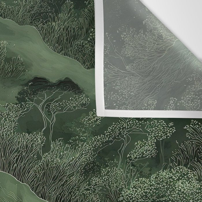 Japanese Painting Botanical Wall Art Japanese Art Green Poster Fox Art Wabi Sabi Minimalist Art  Wall Tapestry Gallery Image 3
