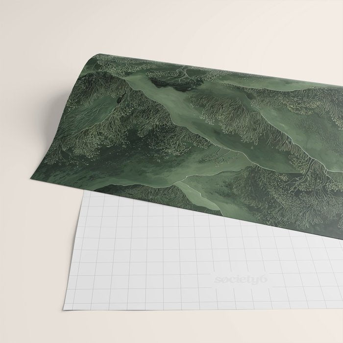 Japanese Painting Botanical Wall Art Japanese Art Green Poster Fox Art Wabi Sabi Minimalist Art  Wrapping Paper Gallery Image 2