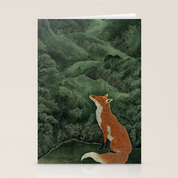 Japanese Painting Botanical Wall Art Japanese Art Green Poster Fox Art Wabi Sabi Minimalist Art  Stationery Card Gallery Image 2