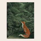 Japanese Painting Botanical Wall Art Japanese Art Green Poster Fox Art Wabi Sabi Minimalist Art  Poster Gallery Image 4