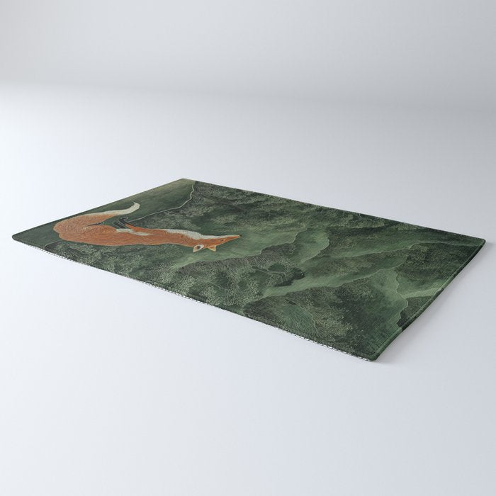 Japanese Painting Botanical Wall Art Japanese Art Green Poster Fox Art Wabi Sabi Minimalist Art  Rug Gallery Image 3