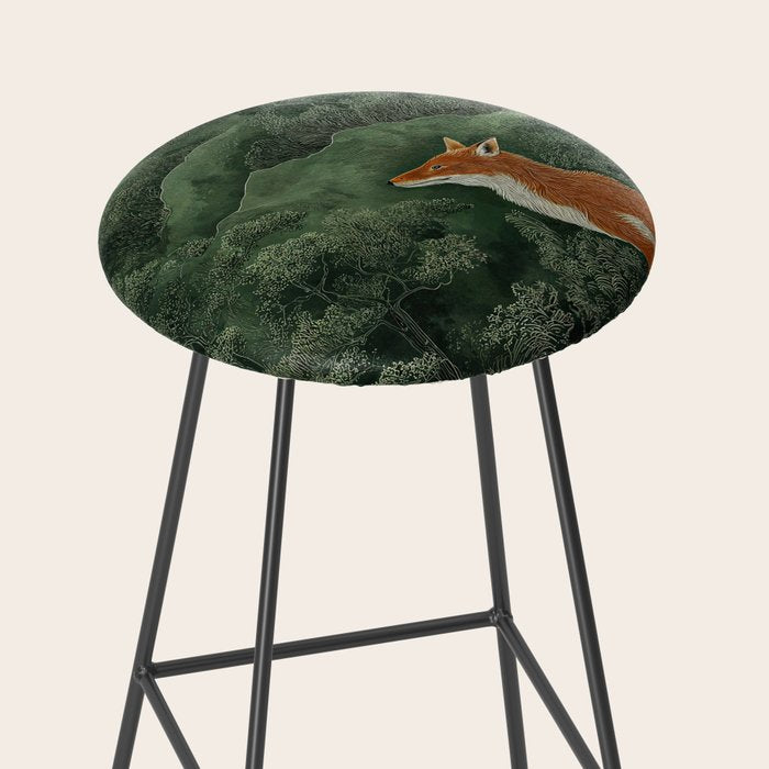 Japanese Painting Botanical Wall Art Japanese Art Green Poster Fox Art Wabi Sabi Minimalist Art  Stool Gallery Image 2