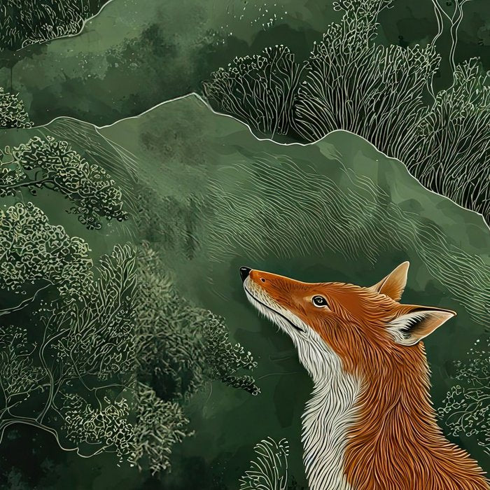 Japanese Painting Botanical Wall Art Japanese Art Green Poster Fox Art Wabi Sabi Minimalist Art  Coffee Mug Gallery Image 2