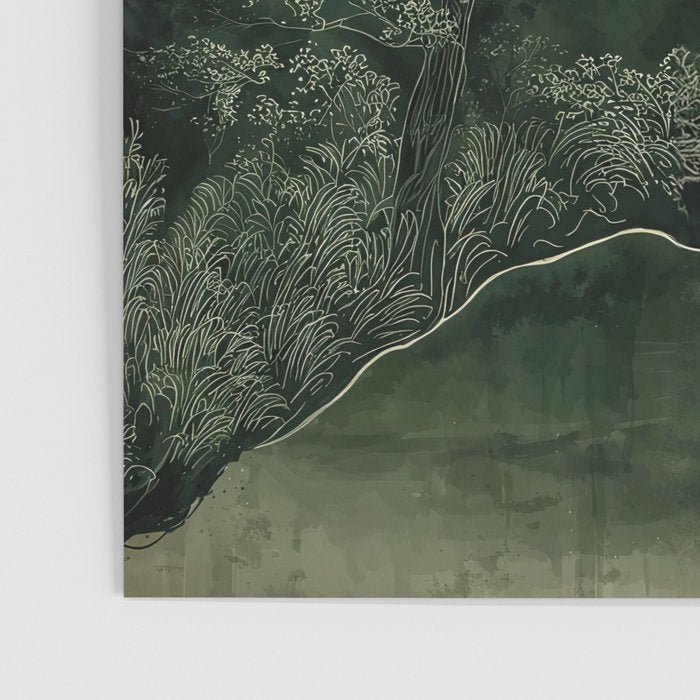 Japanese Painting Botanical Wall Art Japanese Art Green Poster Fox Art Wabi Sabi Minimalist Art  Poster Gallery Image 3