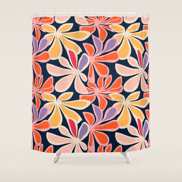 Abstract vintage flower art pattern Shower Curtain Gallery Image 1