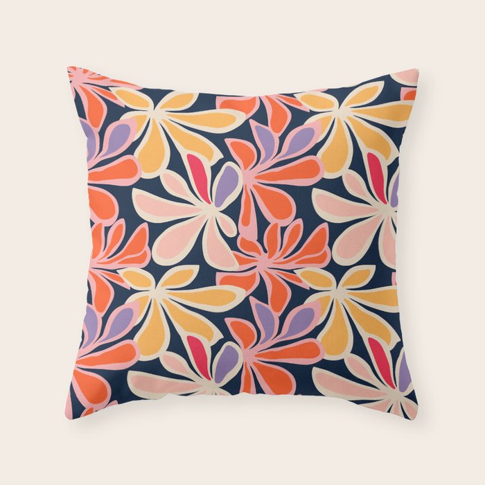 Abstract vintage flower art pattern Throw Pillow Gallery Image 6